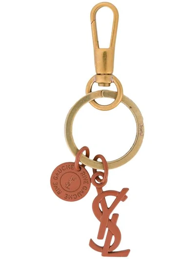 Shop Saint Laurent Ysl Logo Key Ring - Metallic