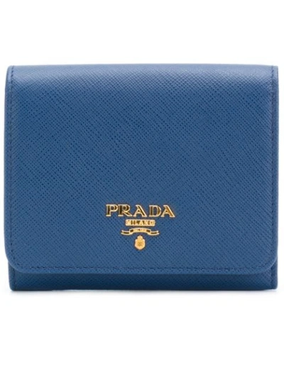 Shop Prada Logo Wallet - Blue