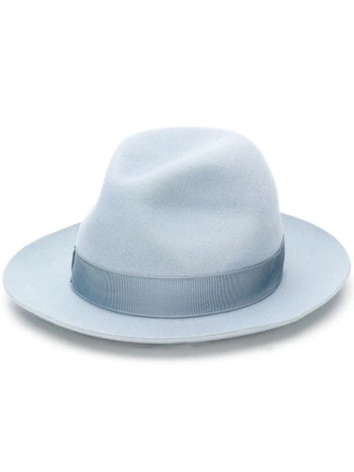 Shop Borsalino Ribbon Hat In Blue