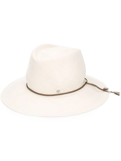 Shop Maison Michel Woven Fedora Hat In White