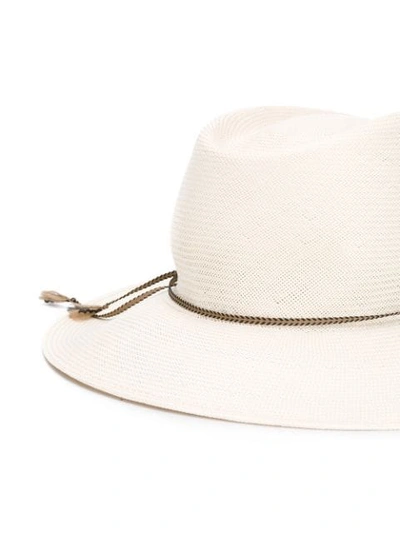 Shop Maison Michel Woven Fedora Hat In White