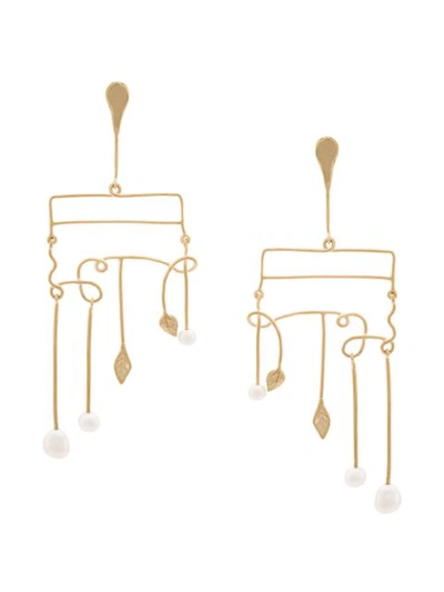 Shop Aurelie Bidermann Wired Leaf Earrings In Metallic