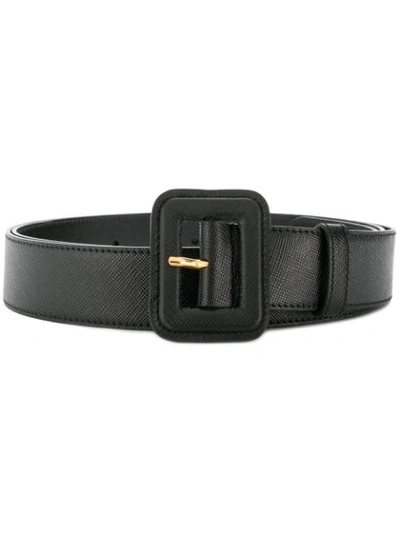 Shop Prada Wide Buckle Belt In Black