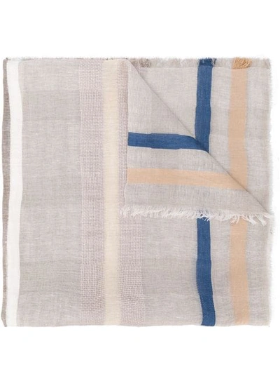 Shop Lorena Antoniazzi Stripe Detail Scarf - Neutrals