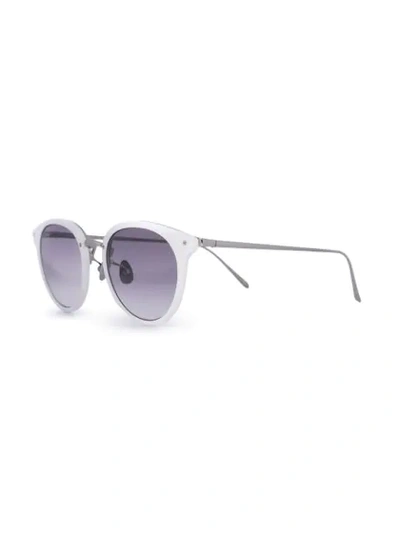 Shop Linda Farrow Round Sunglasses In White