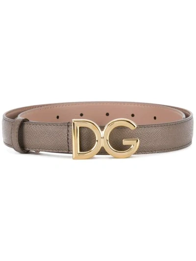 Shop Dolce & Gabbana Logo Buckle Belt - Grey