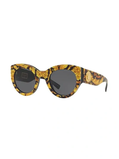 Shop Versace Tribute Barocco Print Sunglasses In Yellow