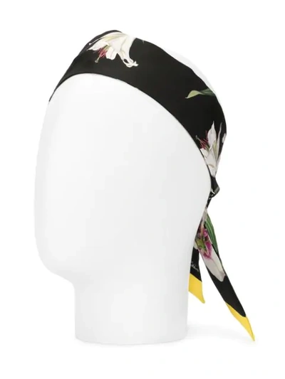 Shop Dolce & Gabbana Lily Print Headband In Black