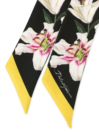 Shop Dolce & Gabbana Lily Print Headband In Black