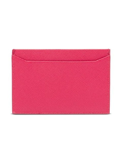 Shop Prada Logo Cardholder Wallet In Pink