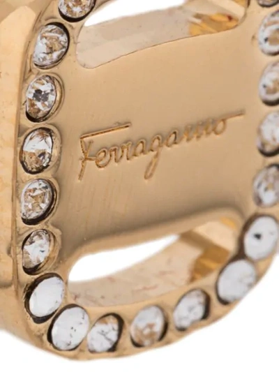 Shop Ferragamo Logo Embellished Stud Earrings In Gold