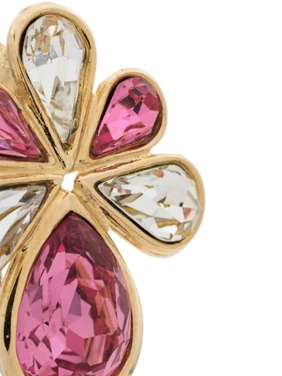 Pre-owned Saint Laurent 1980s Flower Clip-on Earrings In Gold