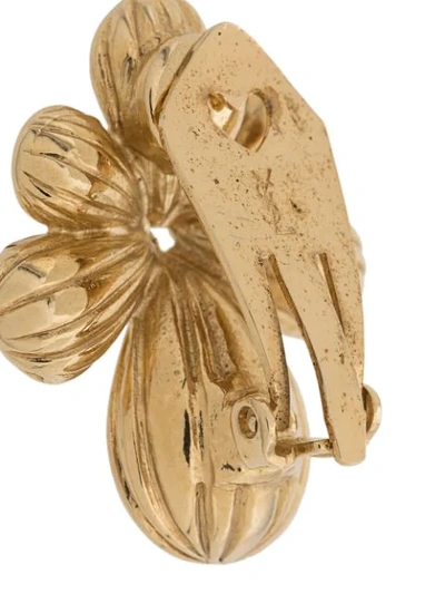 Pre-owned Saint Laurent 1980s Flower Clip-on Earrings In Gold