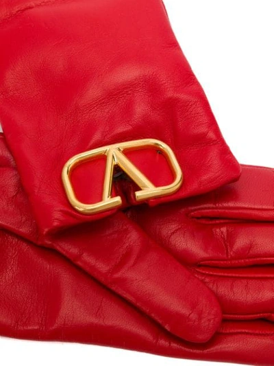 Valentino Red Leather Rockstud Rouge Gloves Size 6.5 Valentino