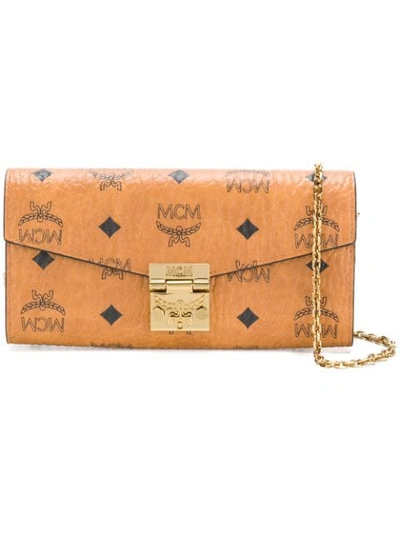 Shop Mcm Large Tracy Crossbody Wallet In Brown