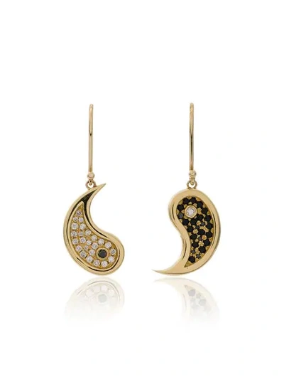 Shop Established Metallic Yin And Yang 18k Gold Diamond Earrings