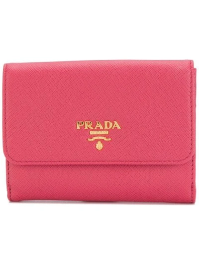 Shop Prada Trifold Flap Purse In Pink
