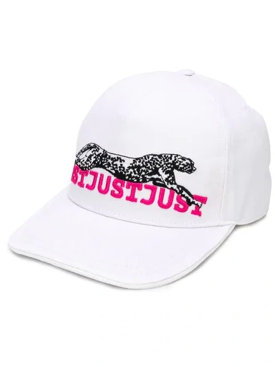 Shop Just Cavalli Logo Embroidered Cap In White