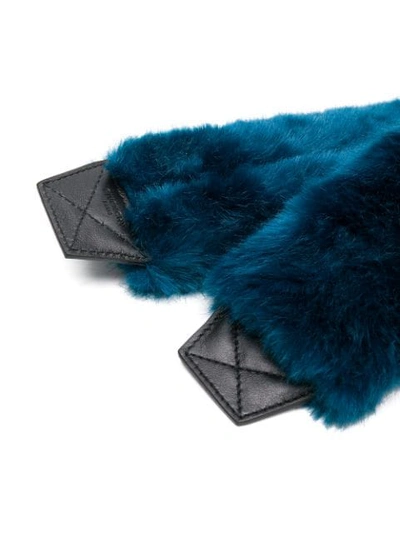 Shop Givenchy Logo Fur Stole In Blue