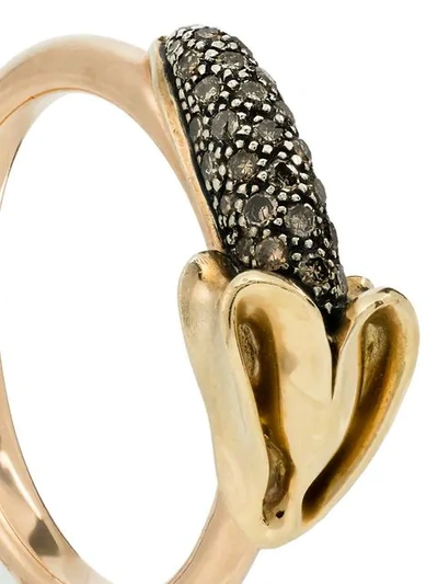 Shop Bibi Van Der Velden 18k Rose Gold Monkey Banana Diamond Ring In Metallic