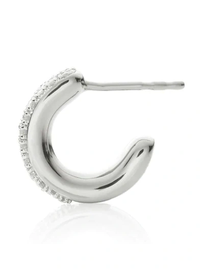 Shop Monica Vinader Fiji Mini Hoop Diamond Earrings In Silver