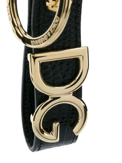 Shop Dolce & Gabbana Logo Plaque Keychain In Black