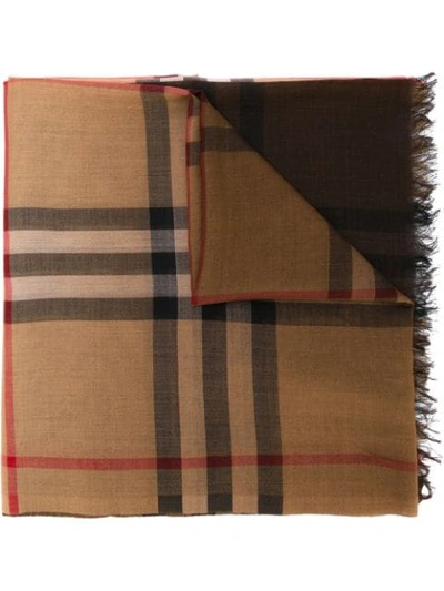 Shop Burberry House Check Scarf - Brown