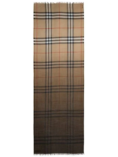 Shop Burberry House Check Scarf - Brown