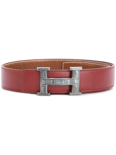 Pre-owned Hermes 2001  H Touareg Reversible Belt In Red