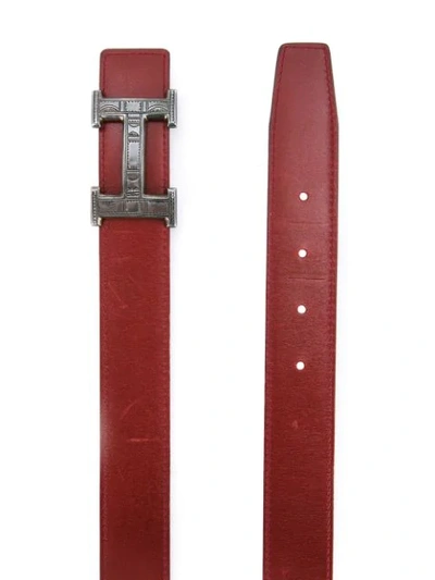 Pre-owned Hermes 2001  H Touareg Reversible Belt In Red