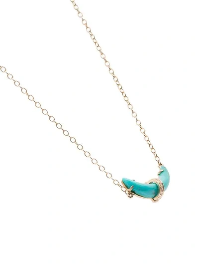 Shop Andrea Fohrman 14k Yellow Gold Small Turquoise Astrid Diamond Necklace In Blue