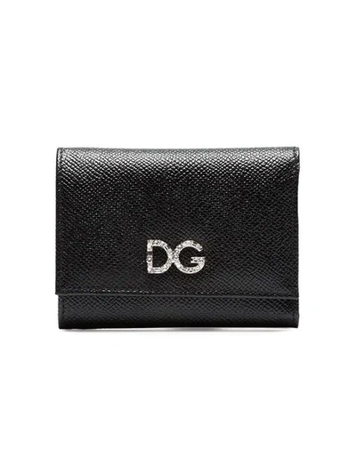 Shop Dolce & Gabbana Diamante Dg Logo Wallet In Black