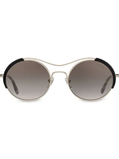 Shop Prada Round Frame Sunglasses In Black