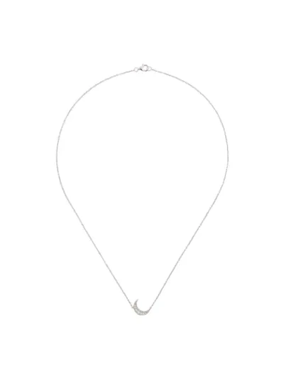 Shop Andrea Fohrman 18kt White Gold Mini Crescent Diamond Necklace