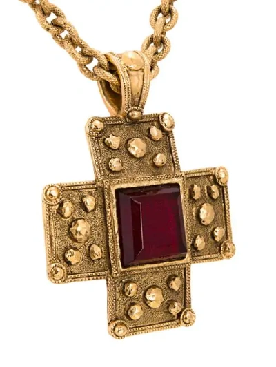 Pre-owned Chanel Vintage Cross Pendant Necklace - Metallic