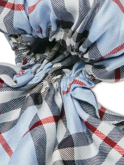 Shop Burberry Vintage Check Print Silk Hair Scarf In Blue