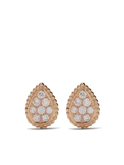 Shop Boucheron 18kt Rose Gold Serpent Bohème Diamond S Motif Stud Earrings In Pg