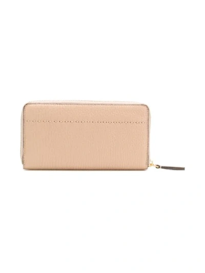 Shop Tory Burch T-logo Zip Around Wallet In Neutrals