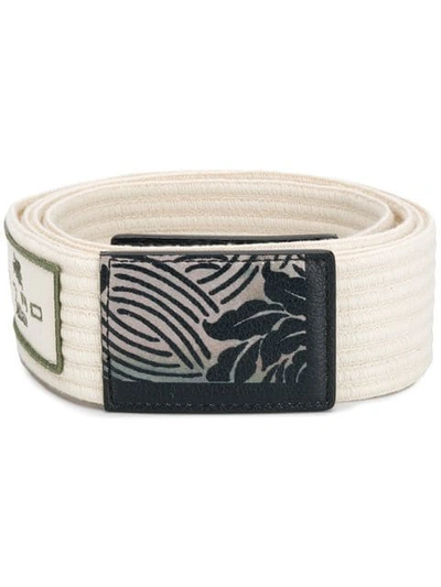 Shop Etro Printed Woven Belt In White