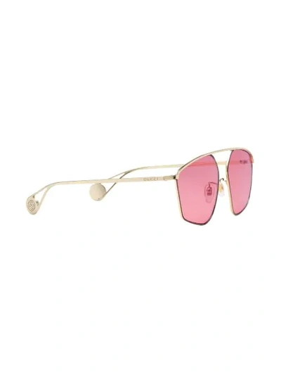 Shop Gucci Specialized Fit Square-frame Sunglasses In 8866 Gold/pink
