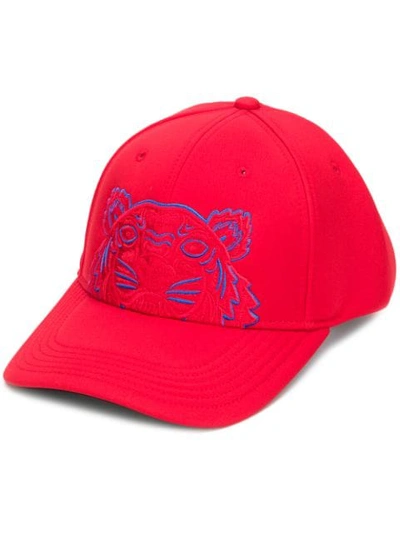 Shop Kenzo Logo Embroidered Cap In Red