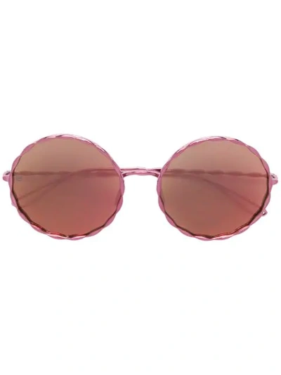 Shop Elie Saab Round Frame Sunglasses In Purple
