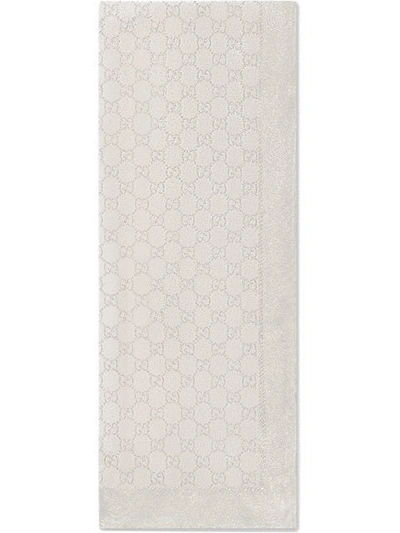 Shop Gucci Gg Jacquard Scarf In White