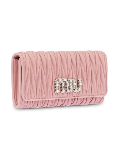 Shop Miu Miu Matelassé Nappa Leather Wallet In Pink