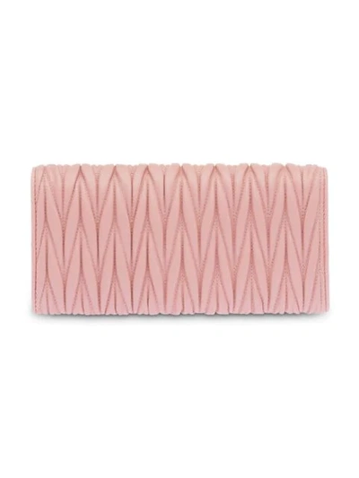 Shop Miu Miu Matelassé Nappa Leather Wallet In Pink
