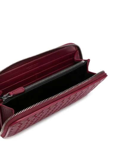 Shop Bottega Veneta Intrecciato Zip-around Wallet In Red