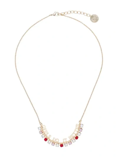 Shop Anton Heunis Gold Plated Girls Do It Better Swarovski Crystal Necklace In Metallic