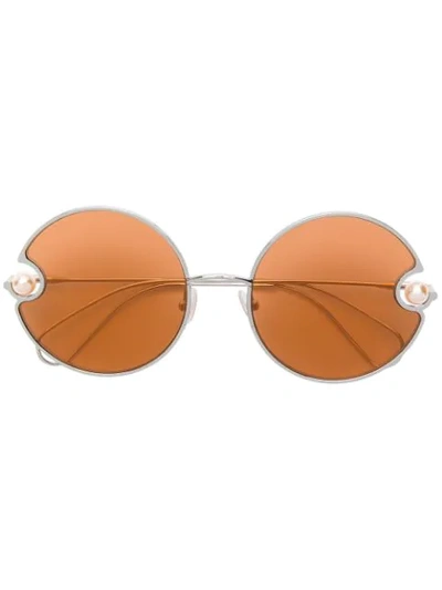 Shop Christopher Kane Round Shaped Sunglasses In Orange