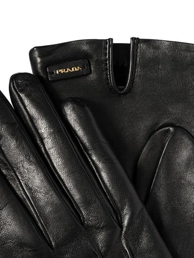 Shop Prada Logo-plaque Slip-on Gloves In Black