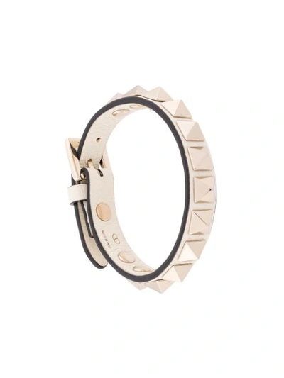 Shop Valentino Pyramid Stud Bracelet In White